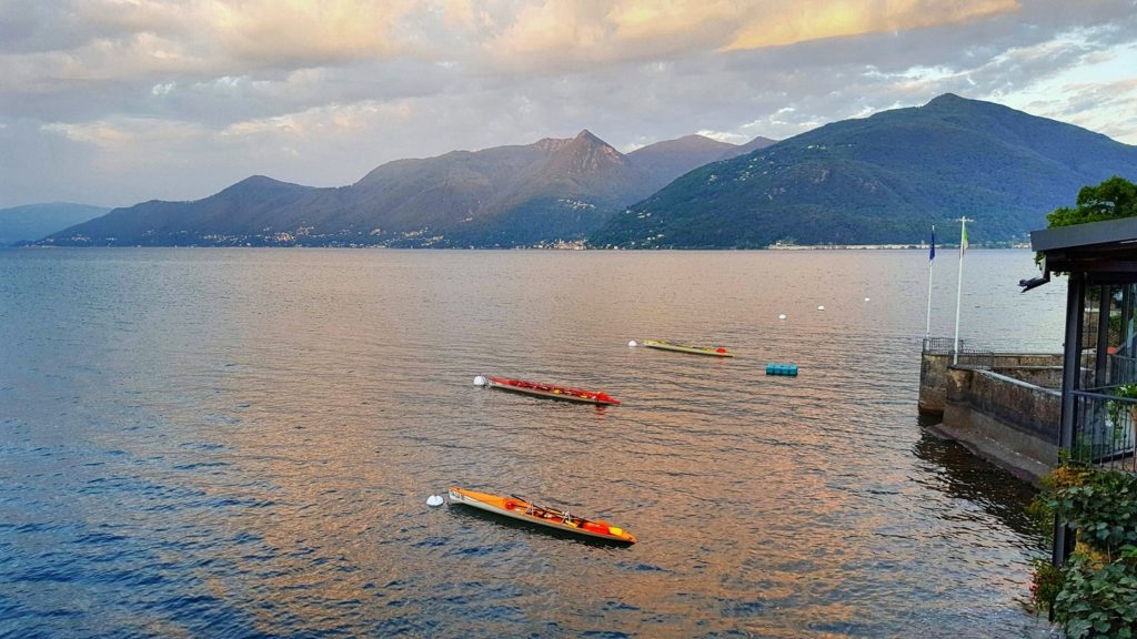 Coastal boats on the Lake Lago Maggiore